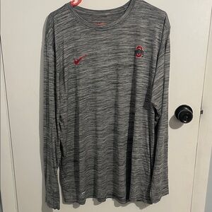 Nike Gray Long Sleeve Tee with Heathered Texture